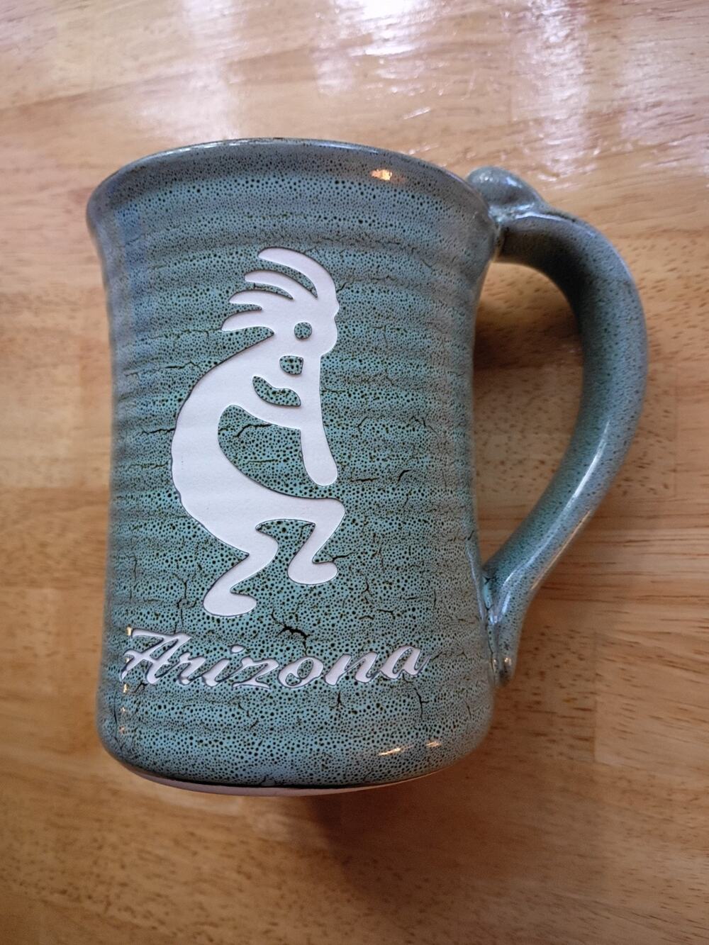 Arizona Kokopelli Coffee Mug Green Huge Large (Used/EUC)
